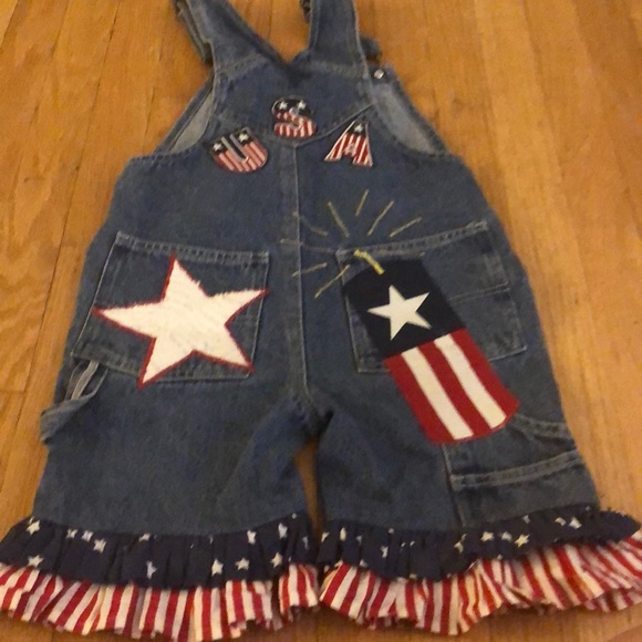 Oshkosh Boutique custom made July 4th overalls - Picture 6 of 12